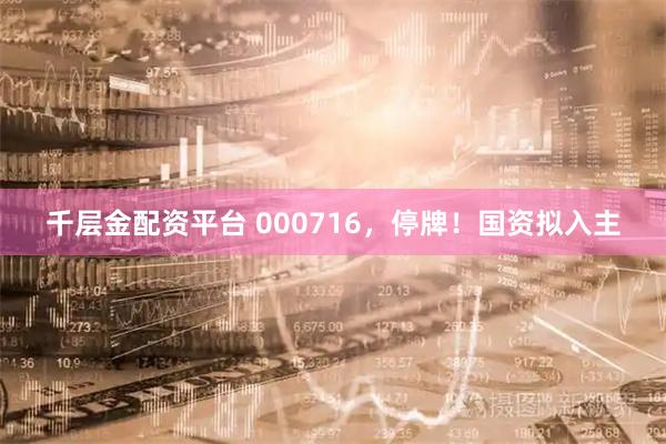 千层金配资平台 000716，停牌！国资拟入主