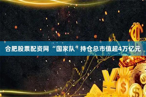 合肥股票配资网 “国家队”持仓总市值超4万亿元